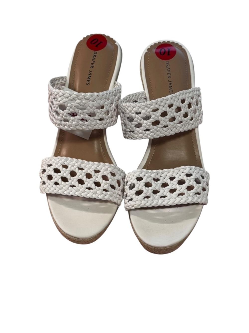 Draper James White Braided Double-Strap Slide Sandals
